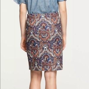J. Crew blue orange paisley pencil skirt